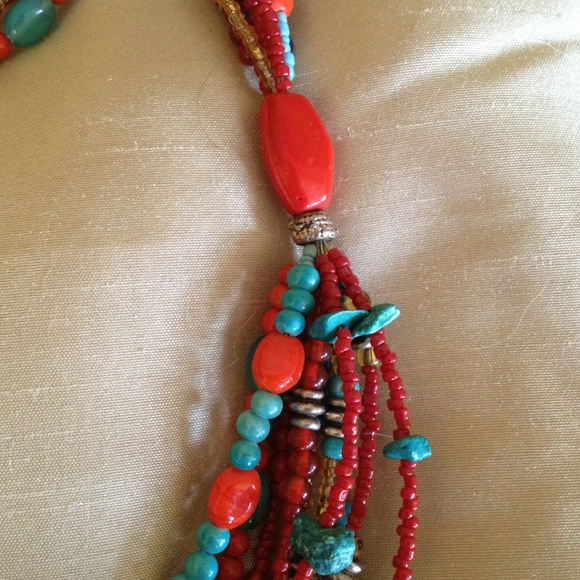 Multi colored beaded necklace & bracelet - Picture 2 of 2